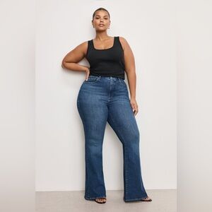 Good American Dark Blue Flare Jeans